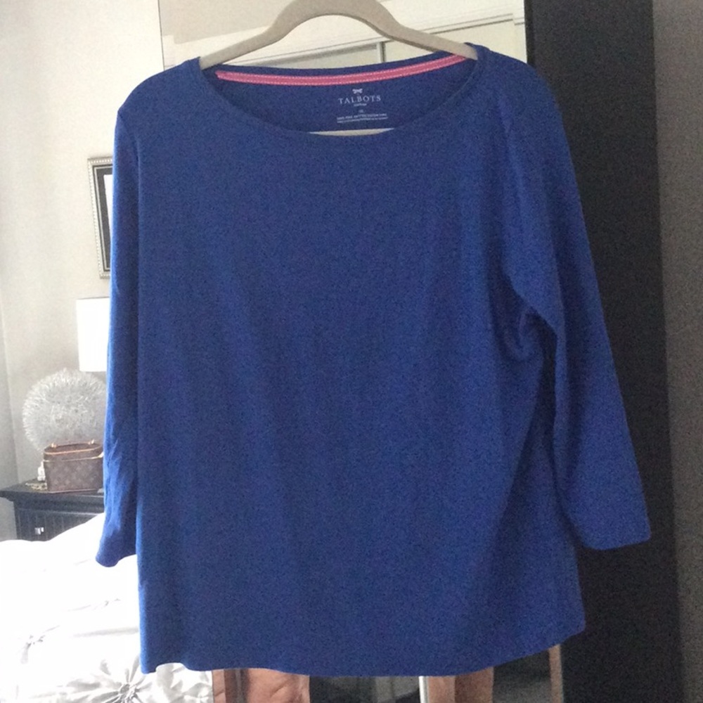 Blue Talbots three-quarter sleeve T-shirt
